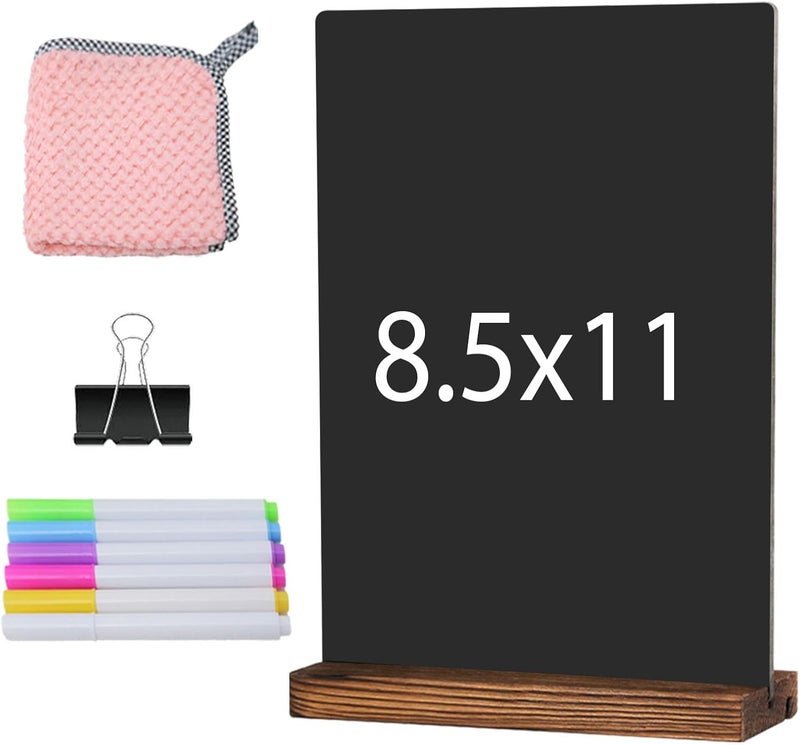JDEA Desk Chalkboard Wood Sign Double-Sided Chalkboard with Wooden Base Decorative Chalkboards Message Blackboard (1 Pack 8.7x12) - Image 1